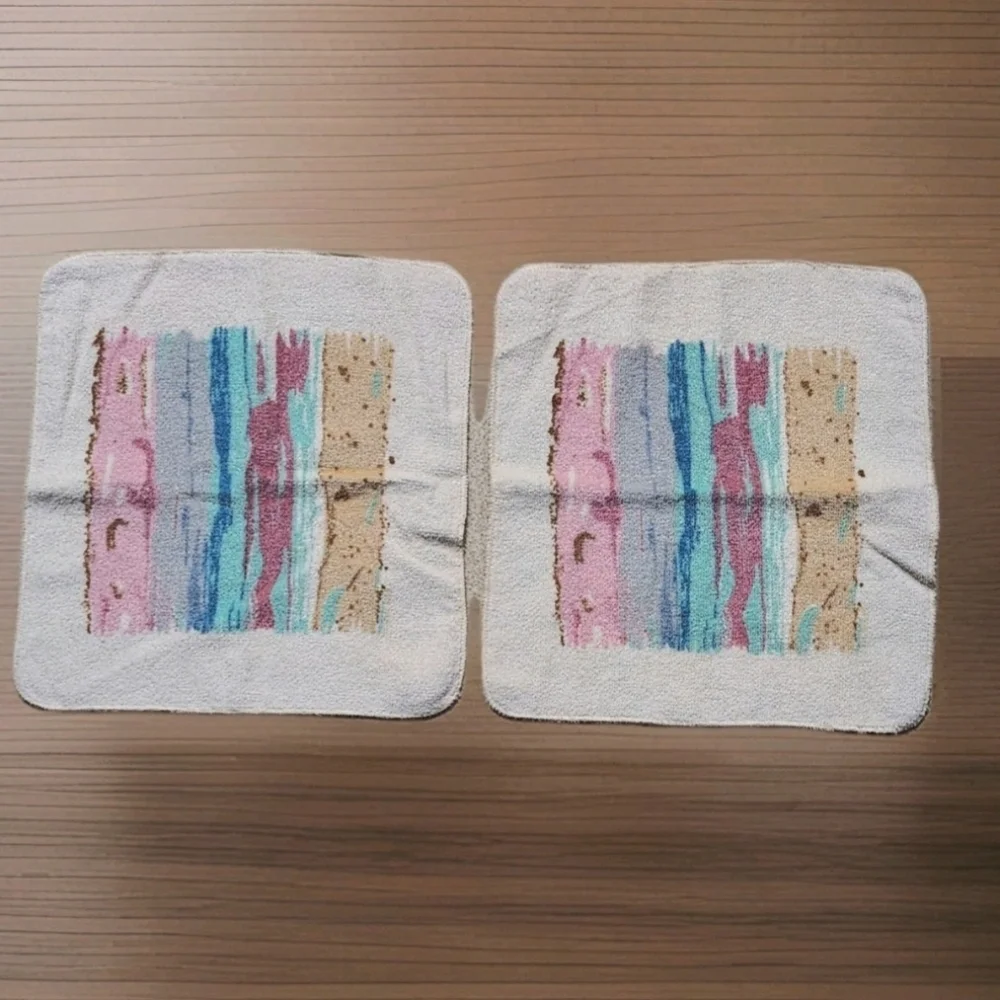 2 VTG JCPenney Brushstrokes Washcloth Set | Made in USA | Boho Southwest Bath